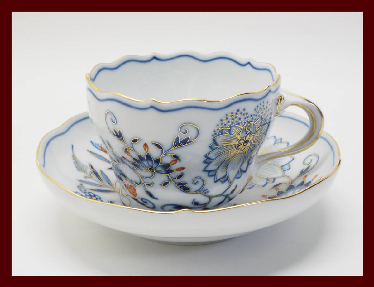 ☆【マイセン/Meissen】ブルーオニオン レッド&ゴールド カップ
