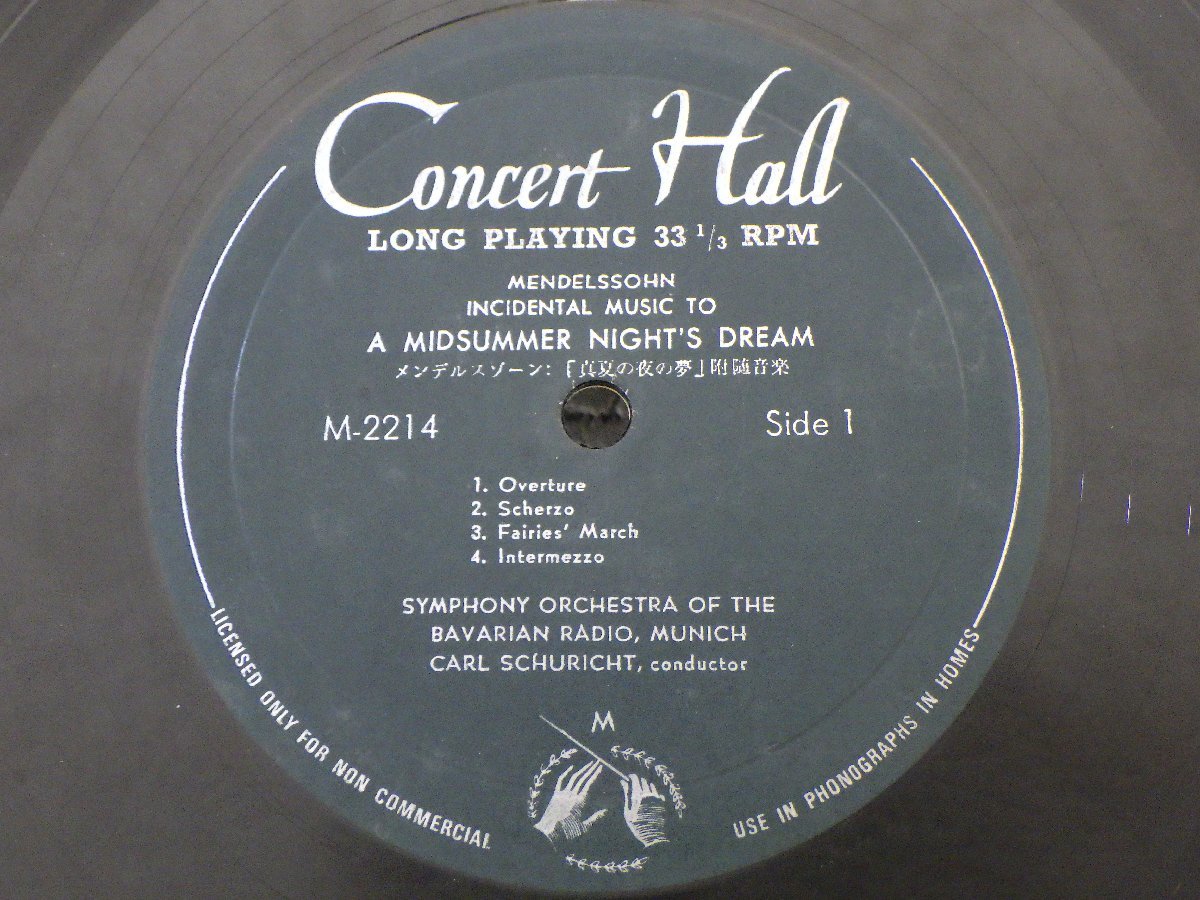 LP レコード CARL SCHURICHT カール シューリヒト 指揮 他 MENDELSSOHN メンデルスゾーン 真夏の夜の夢 【E-】 E3003D_画像4