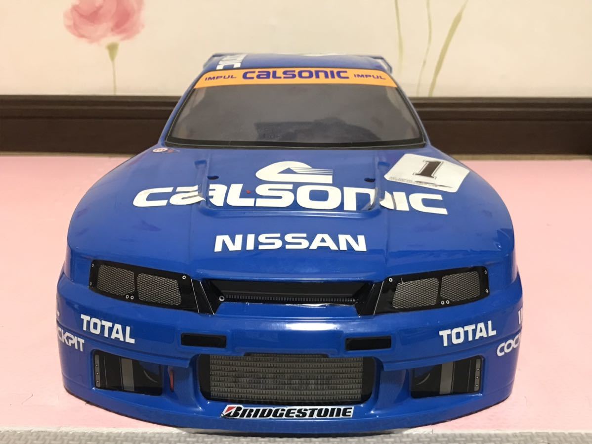 送料無料 1/8 日産 スカイライン GT-R R33 カルソニック レースカー ラジコンボディ タミヤ TAMIYA SKYLINE CALSONIC RC BODY 当時物