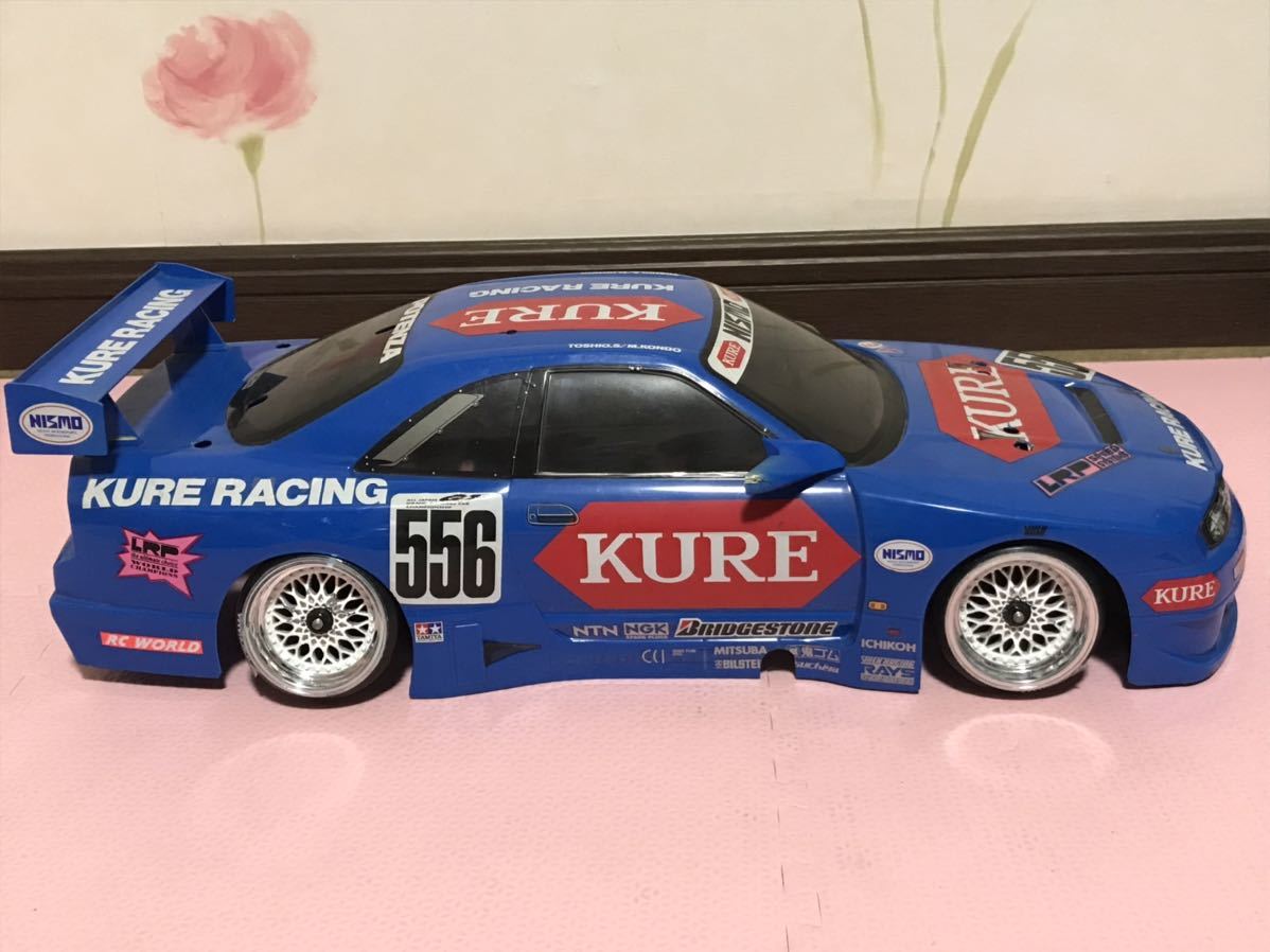 送料無料 1/10 日産 スカイライン GT-R R33 KURE レースカー ラジコンボディ タミヤ TAMIYA NISSAN SKYLINE RACING RC BODY 当時物