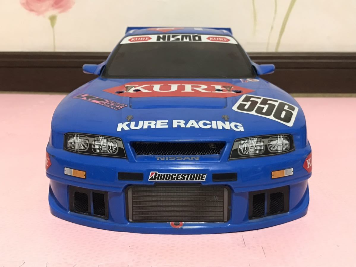 送料無料 1/10 日産 スカイライン GT-R R33 KURE レースカー ラジコンボディ タミヤ TAMIYA NISSAN SKYLINE RACING RC BODY 当時物_画像2