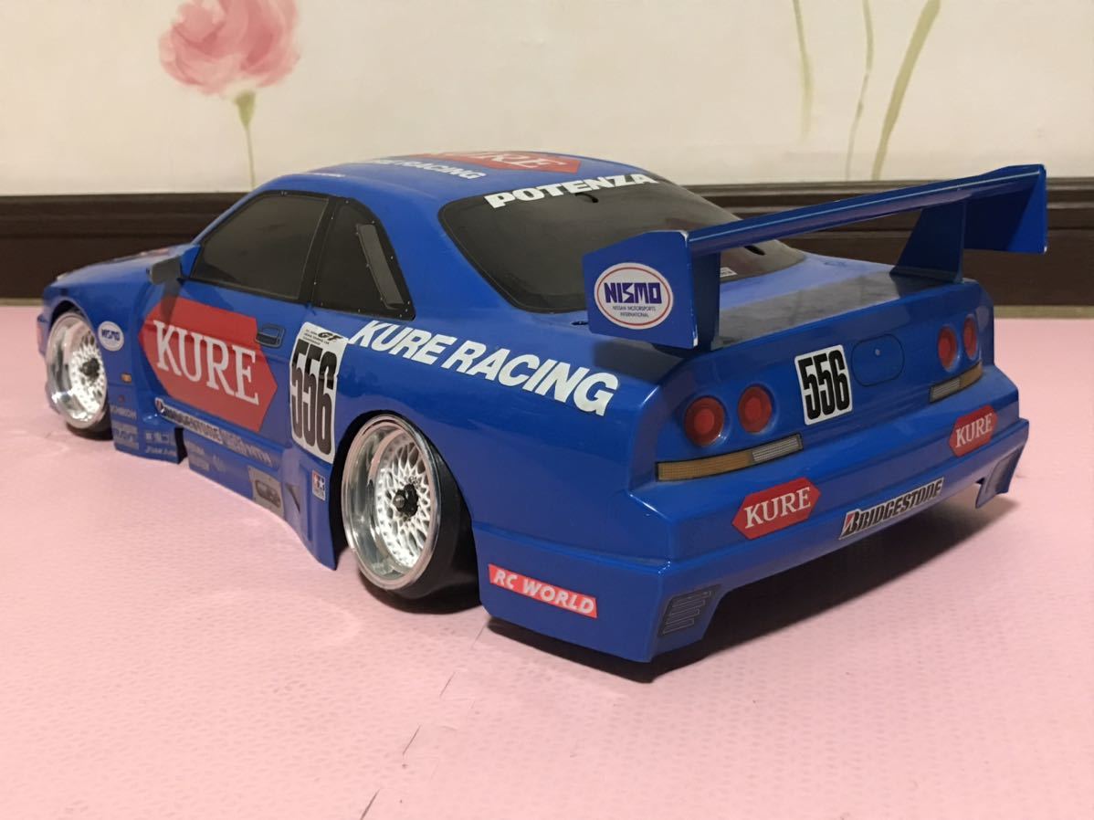 送料無料 1/10 日産 スカイライン GT-R R33 KURE レースカー ラジコンボディ タミヤ TAMIYA NISSAN SKYLINE RACING RC BODY 当時物