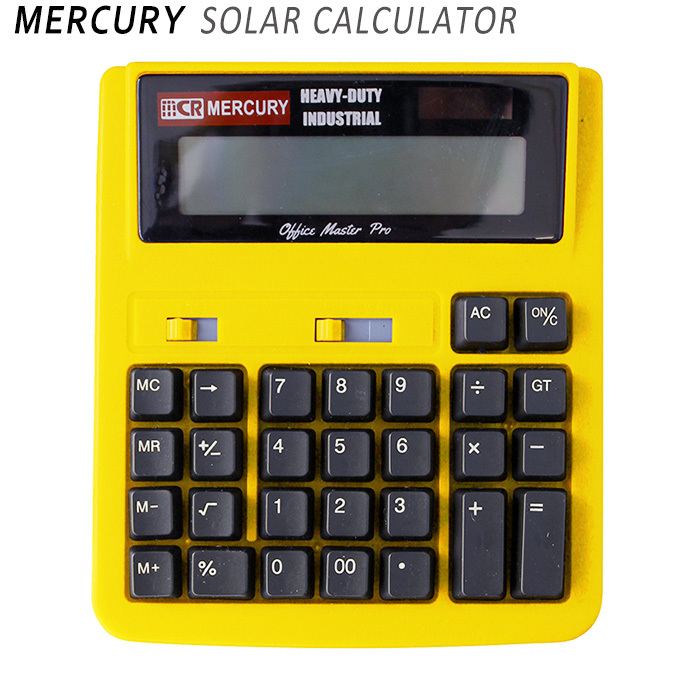 電卓 12桁 MEACURY ソーラーカリキュレーター (イエロー) 黄色 おしゃれ 大きい マーキュリー 計算機 西海岸風 インテリア アメリカン雑貨の画像1