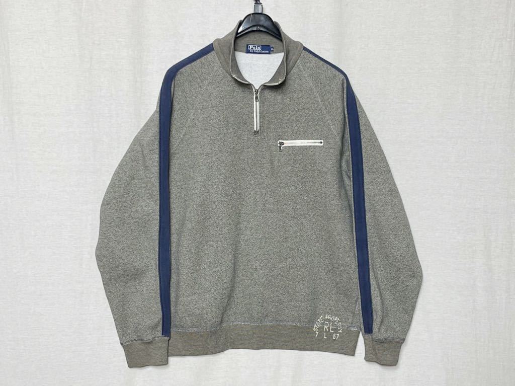 [Polo Ralph Laulen] Polo Ralph Lauren half Zip sweat sweatshirt . gray reverse side nappy size LL