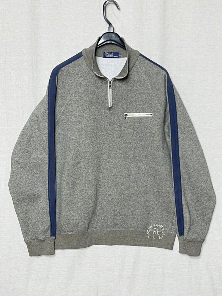 [Polo Ralph Laulen] Polo Ralph Lauren half Zip sweat sweatshirt . gray reverse side nappy size LL