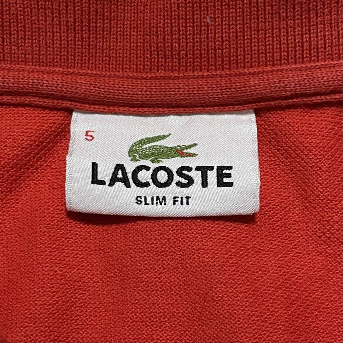 ☆送料無料☆ LACOSTE ラコステ 長袖ポロシャツ 5 オレンジ ビッグサイズ slim fit スリムフィット 23-6_画像6