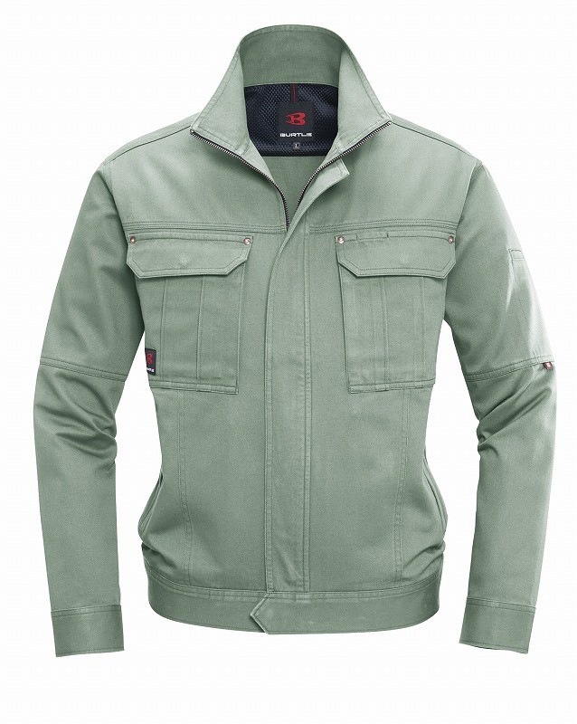 バートル 8091 長袖ジャケット アースグリーン Lサイズ 春夏用 メンズ 防縮 綿素材 作業服 作業着 8091シリーズ_画像1
