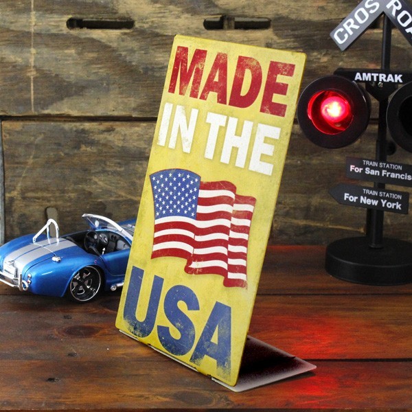 スティールサイン 「MADE IN THE USA」 自立スタンド看板 (PTST-067) ／メタルサイン・看板／インテリア／アメリカン雑貨／_画像3