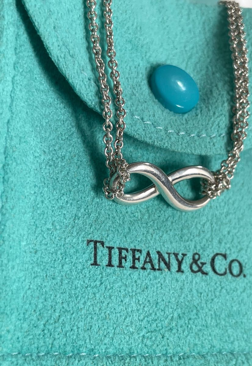 美品TIFFANY&Co. ティファニーインフィニティダブルチェーン ネックレス シルバー925