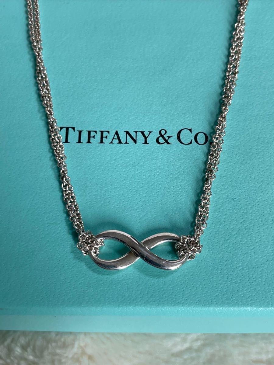 美品TIFFANY&Co ティファニーインフィニティダブルチェーン ネックレス