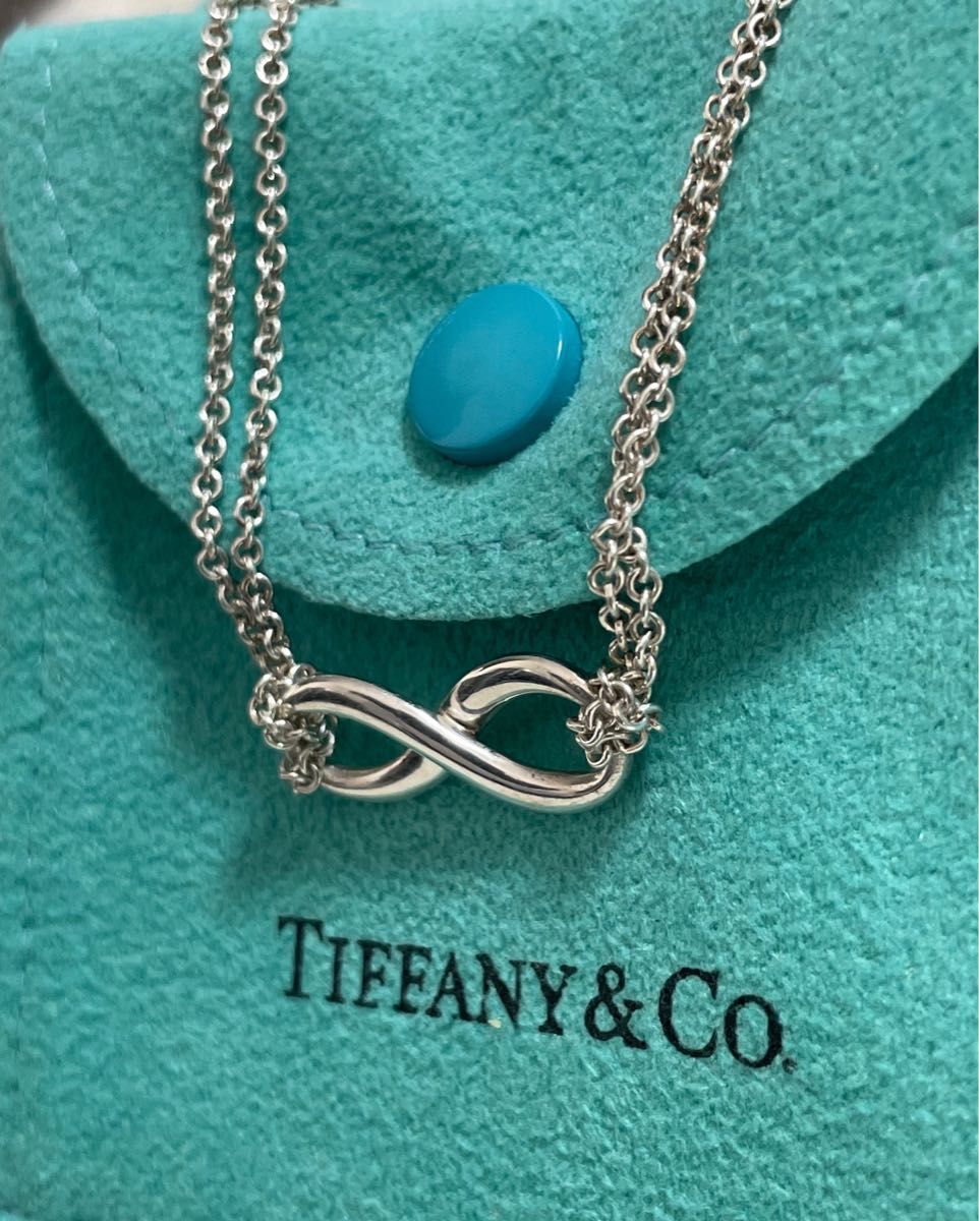美品TIFFANY&Co. ティファニーインフィニティダブルチェーン ネックレス シルバー925