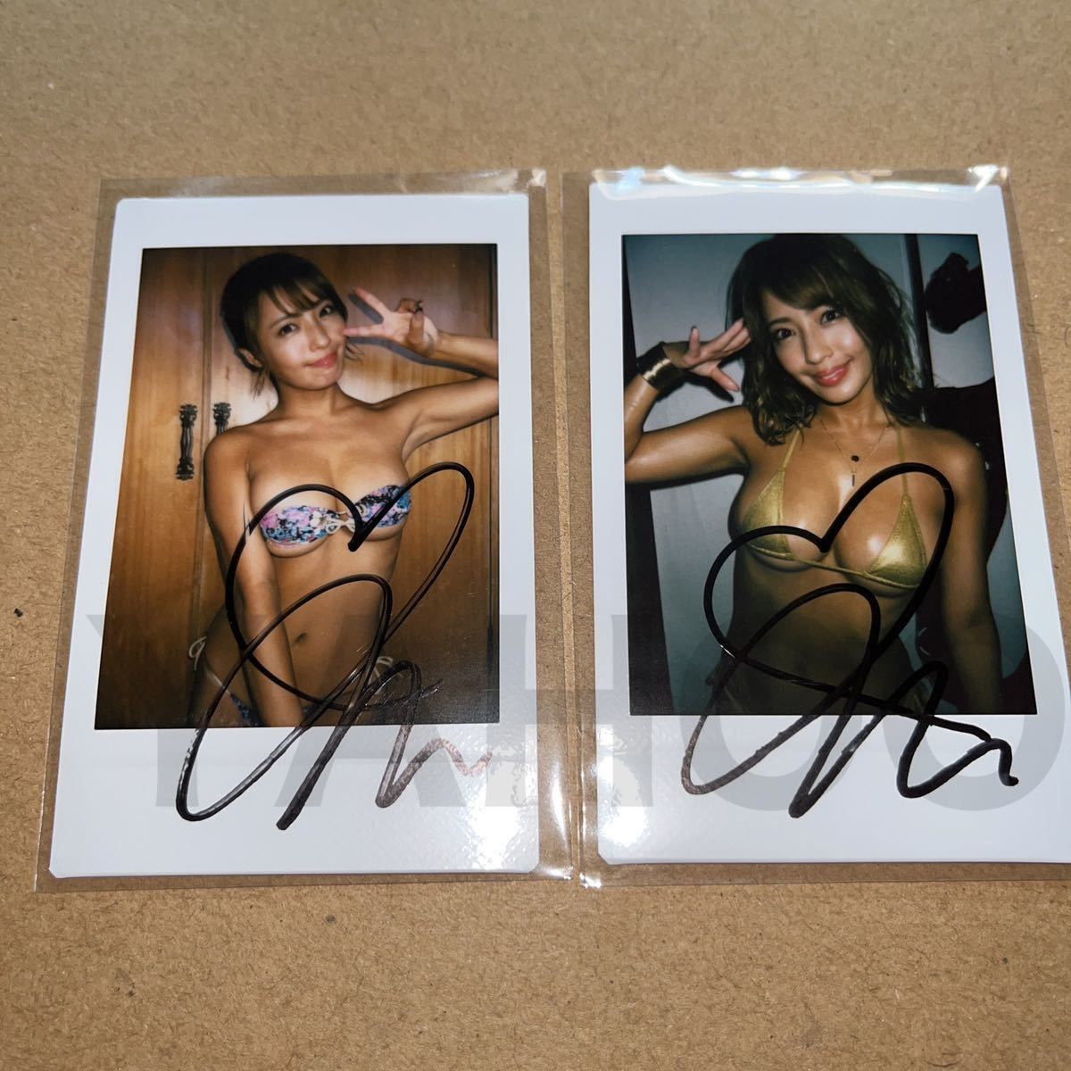  Hashimoto pear . with autograph Cheki 2 pieces set A bikini model YouTuber idol group sherbet Naniwa. black diamond Monde 