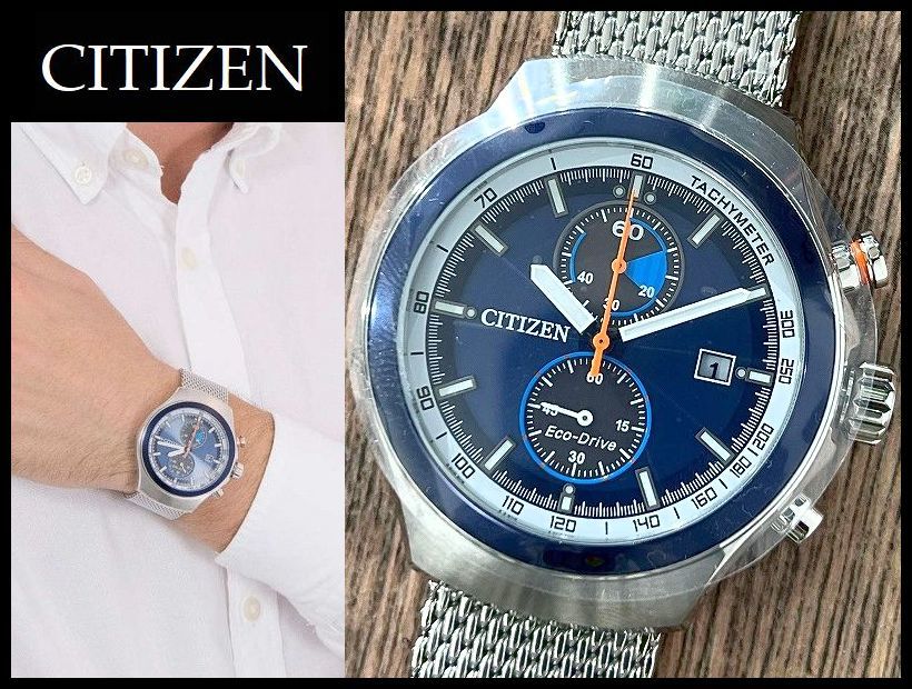 送料無 新品 CITIZEN シチズン CA7011-83L 海外限定モデル ツーカウンター クロノグラフ エコドライブ ソーラー ブルーダイアル 腕時計 ②