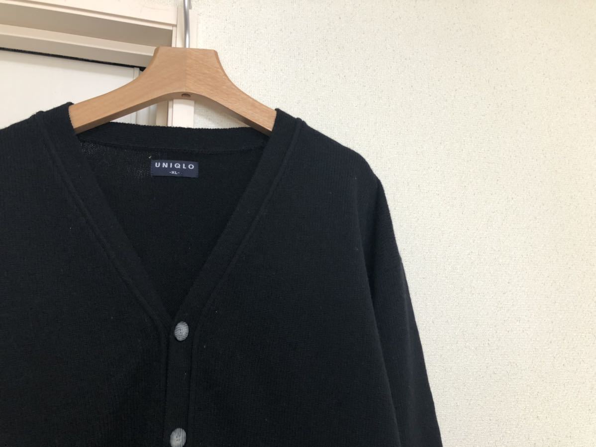 90s Vintage Old UNIQLO Uniqlo black black wool cardigan size XL big size!