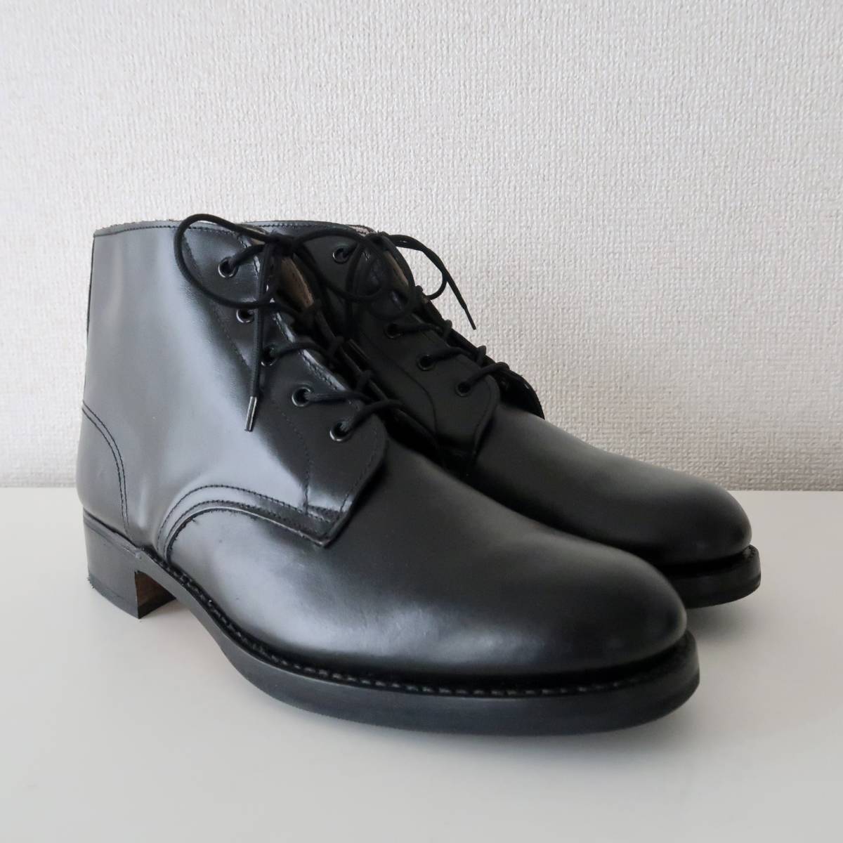 限定版 DEADSTOCK 90'sイタリア軍 ブラックレザー 5アイレットセミドレスブーツ 表記43 SABA社製 ビンテージカラビニエリパレードシューズチャッカ cpiqa.iqa.org.br