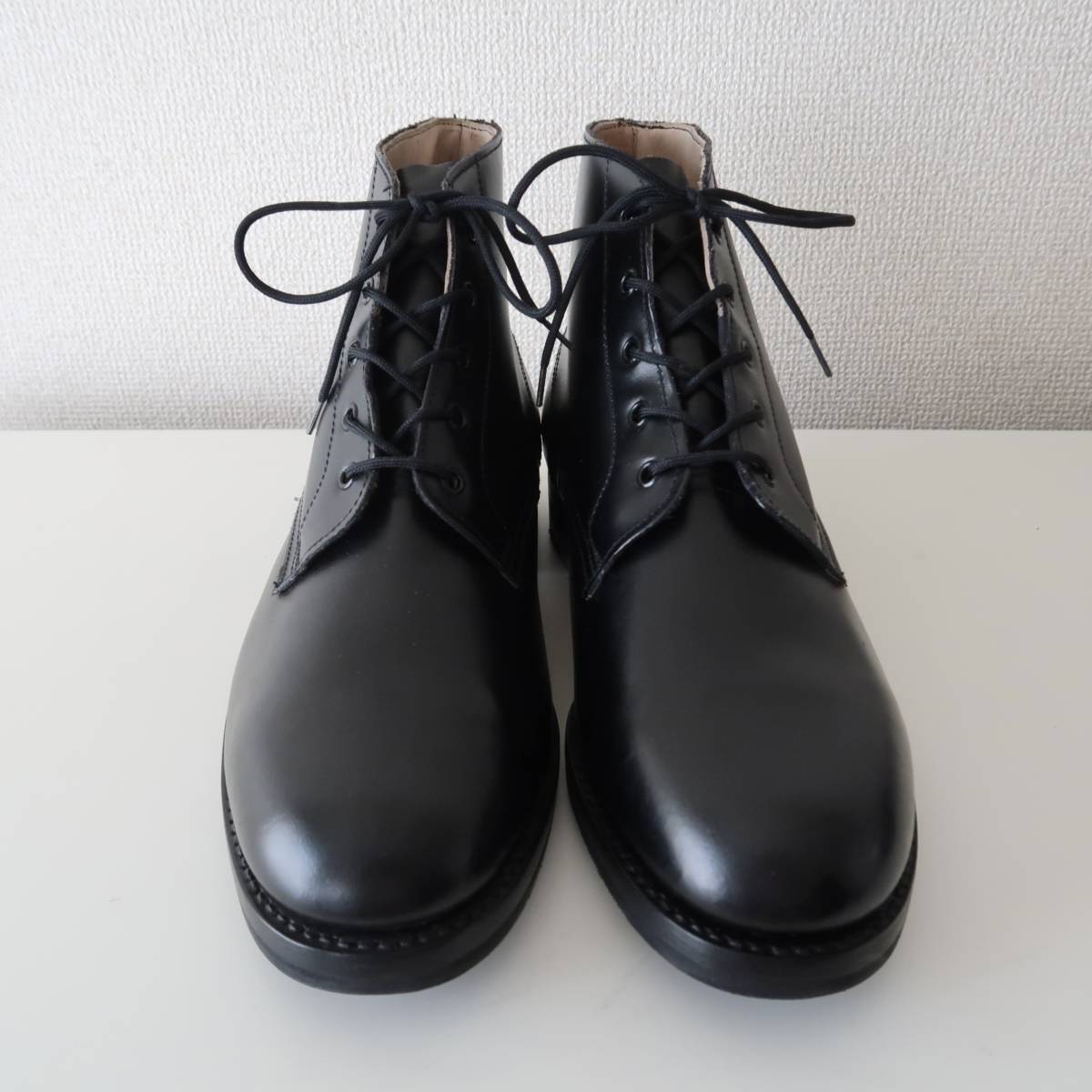DEADSTOCK 90\'s Италия армия чёрная кожа 5 отверстие semi платье ботинки надпись 43 SABA производства / Vintage kalabinielipare-do обувь чукка 