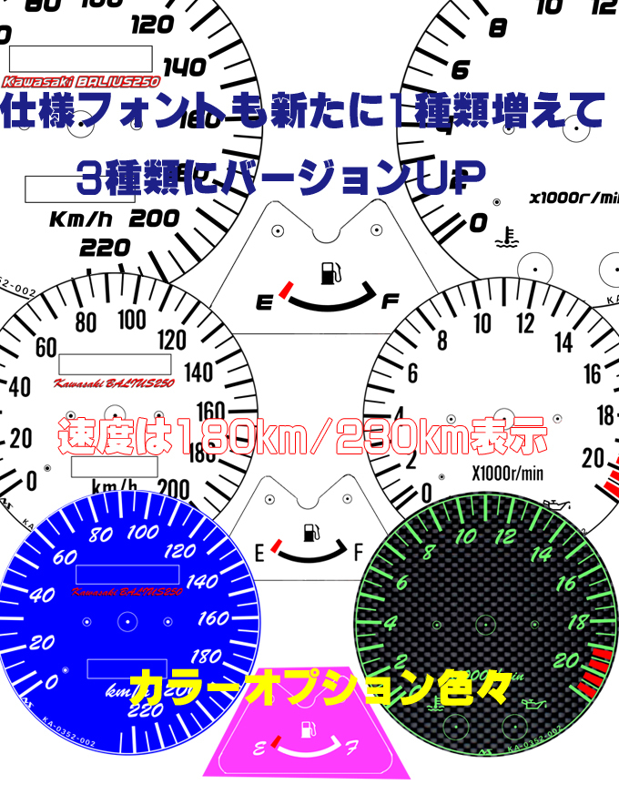 【Bネコポス送料込】カワサキZRX250（バリオス21000ｒｐｍ）通常メーターツール（透過加工なし）