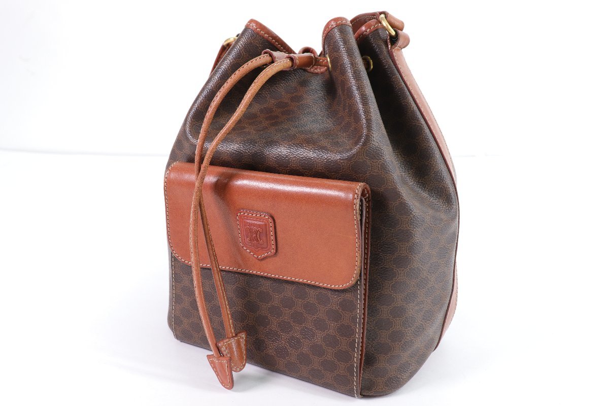 ヤフオク! - CELINE セリーヌ マカダム柄 バケツ型 巾着 ショル...