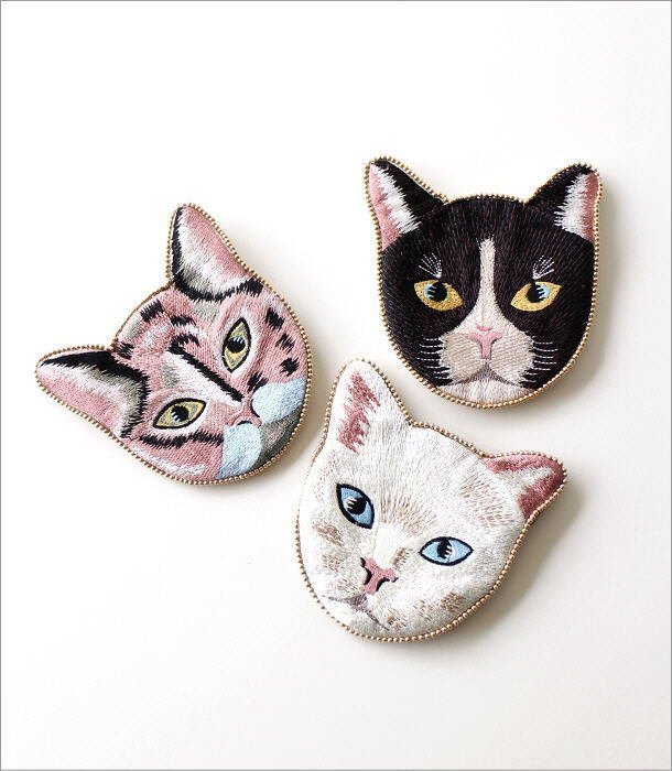 ポーチ 小物入れ おしゃれ 刺繍 猫 ねこ かわいい メイクポーチ キャット刺繍ポーチ B 【Cタイプ】 送料無料(一部地域除く) kan3750c_画像6