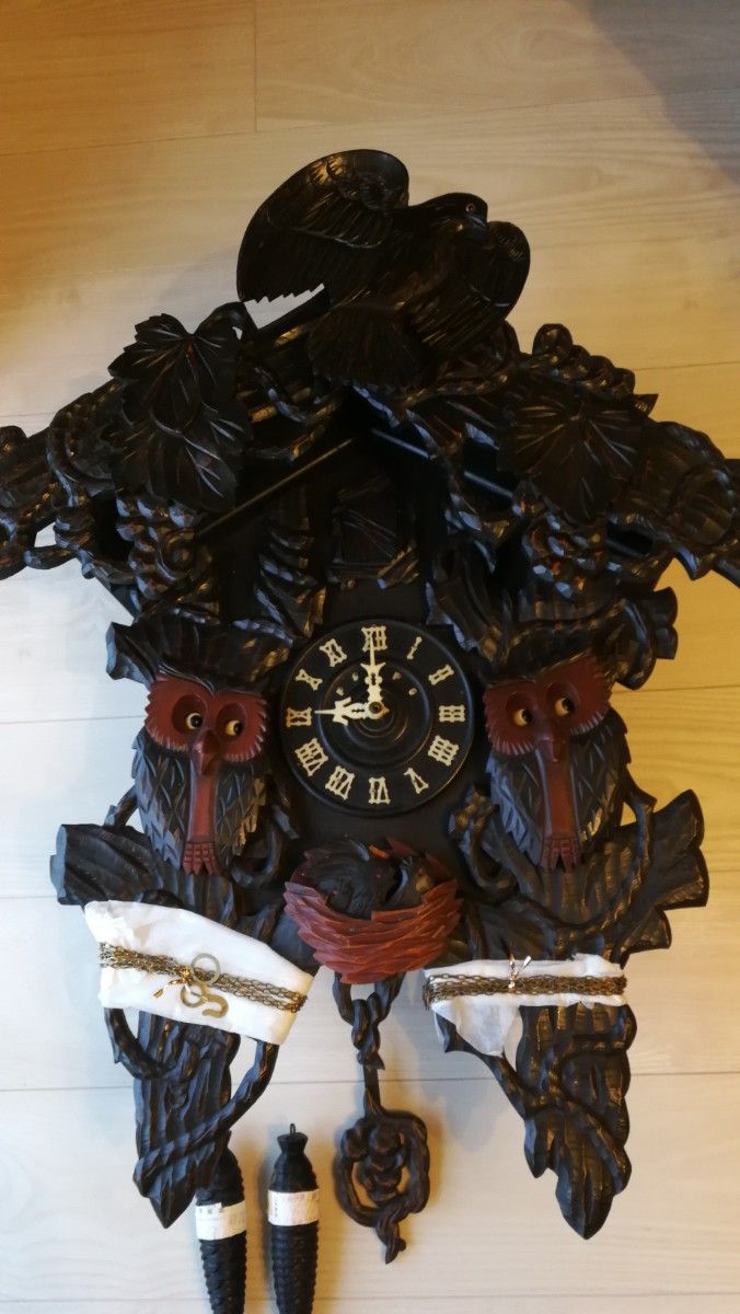 ◆超大型 手塚時計 フクロウ掛け時計◆超レア