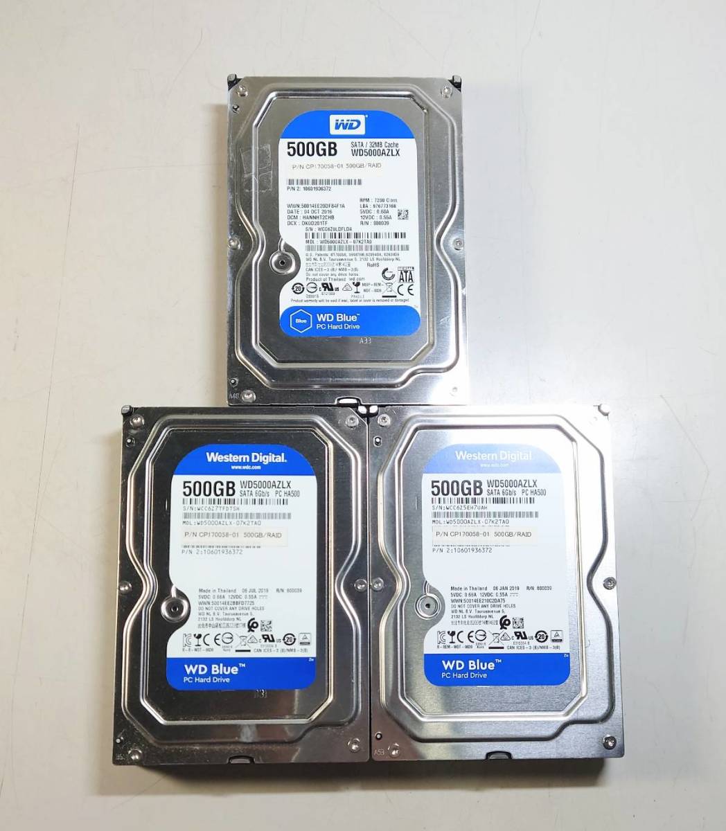 KN3387 [ б/у товар ]3 шт. комплект Western Digital WD5000AZLX HDD 500GB