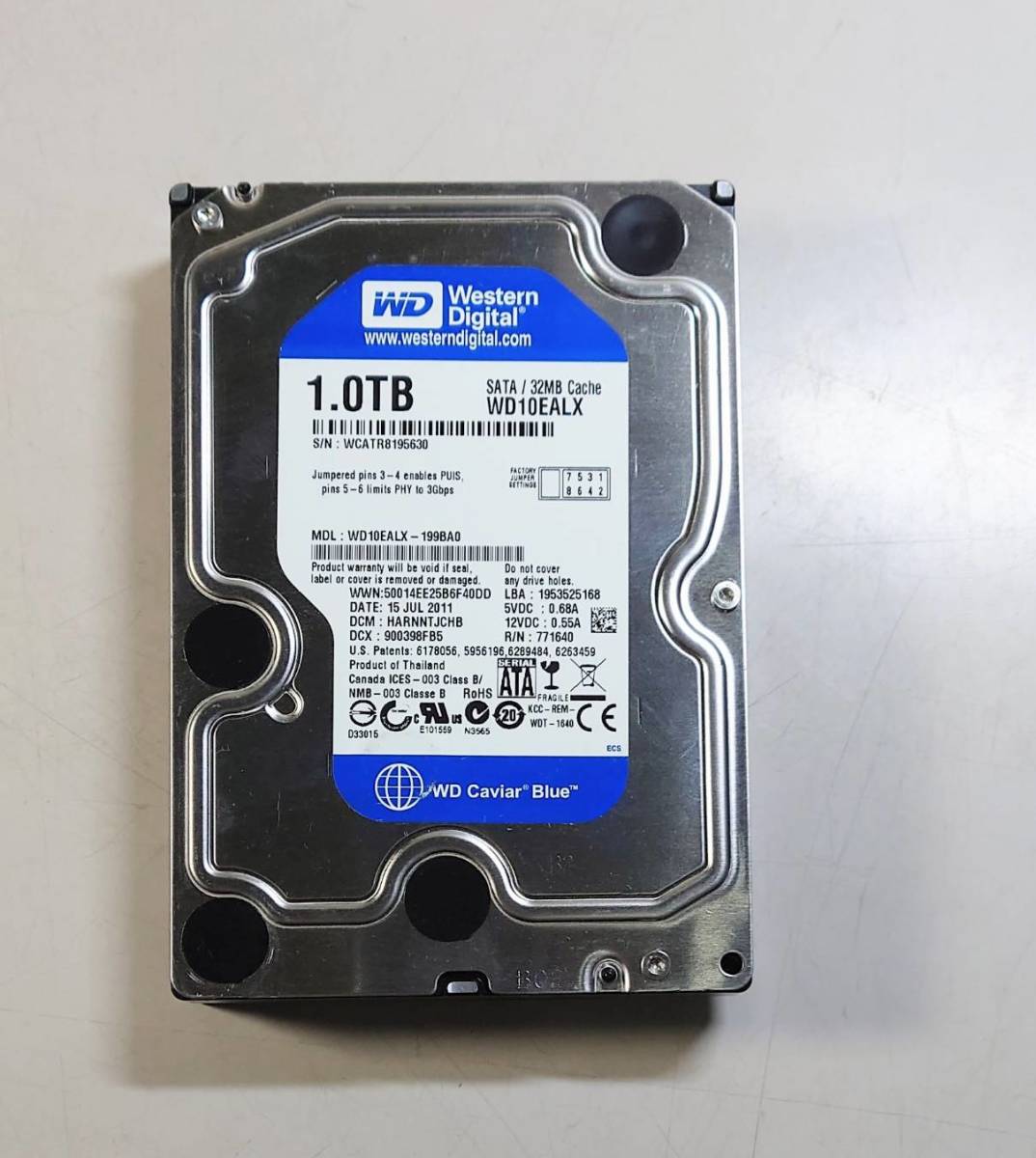 KN3361 【中古品】Western Digital WD10EALX (使用時間/685h) HDD 1TB_画像1