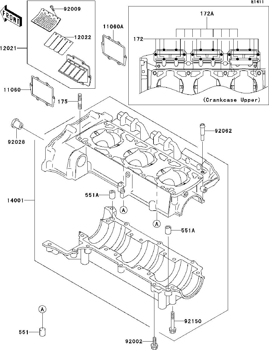 Kawasaki 900STX'05 OEM section (Crankcase) parts Used [K1808-52]_画像3