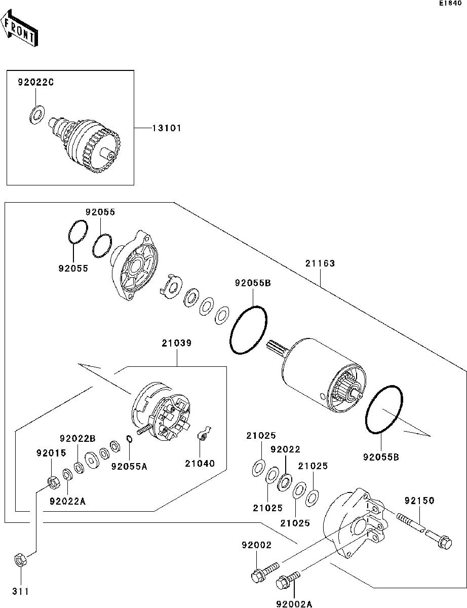 Kawasaki 900STX'05 OEM section (Starter-Motor) parts Used [K1808-49]_画像3