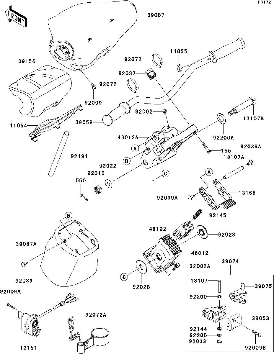 Kawasaki ULTRA260X'09 OEM section (Handlebar) parts Used [X2209-23]_画像3