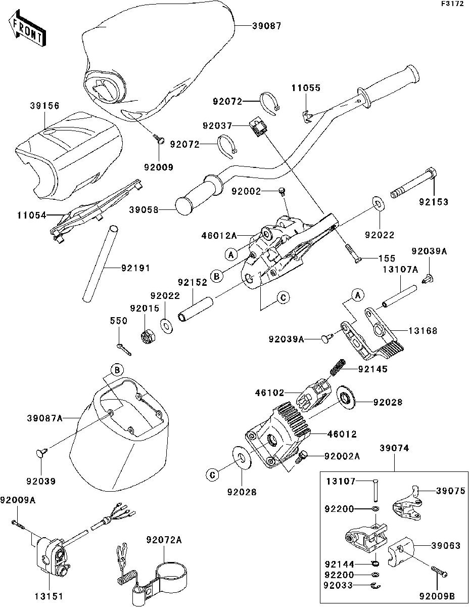Kawasaki ULTRA250X'08 OEM section (Handlebar) parts Used [K1193-19]_画像3