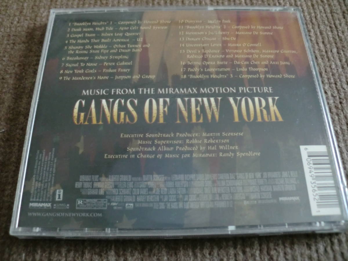 ハワード・ショアー他「ギャング・オブ・ニューヨーク」OST　レオナルド・ディカプリオ 　18曲　輸入盤_画像2