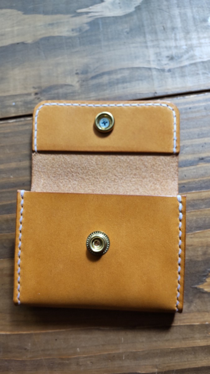  compact coin, card-case change purse . purse Tochigi saddle leather hand made *( Camel )* Conti .