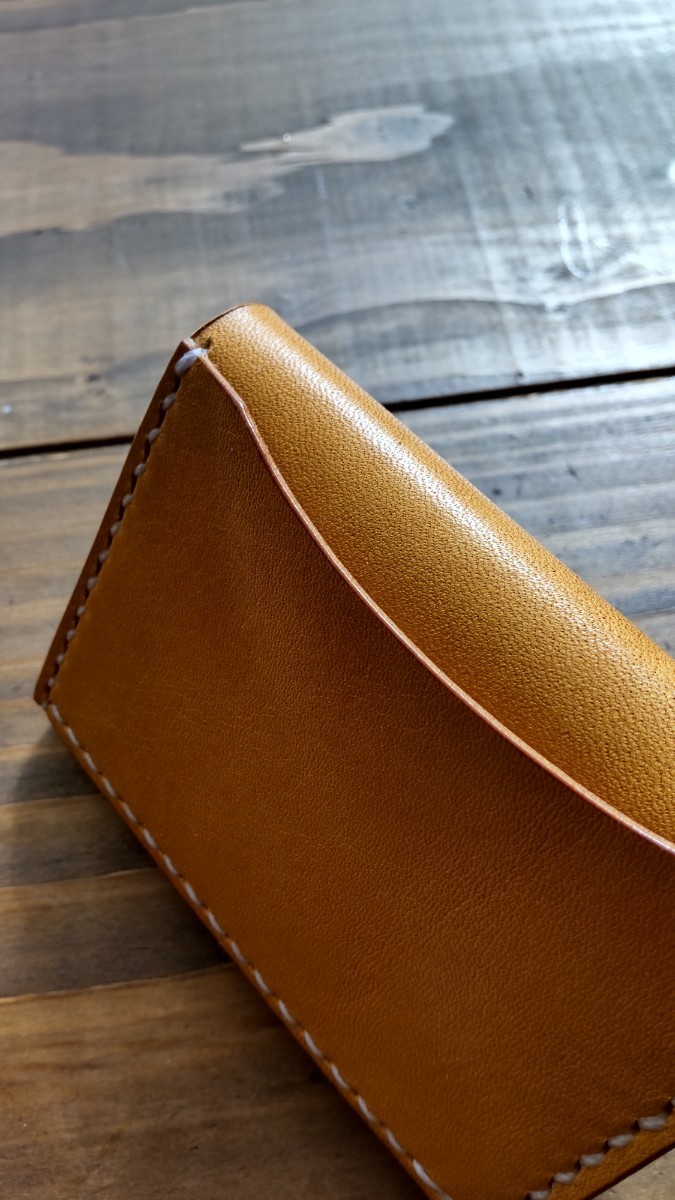  compact coin, card-case change purse . purse Tochigi saddle leather hand made *( Camel )* Conti .