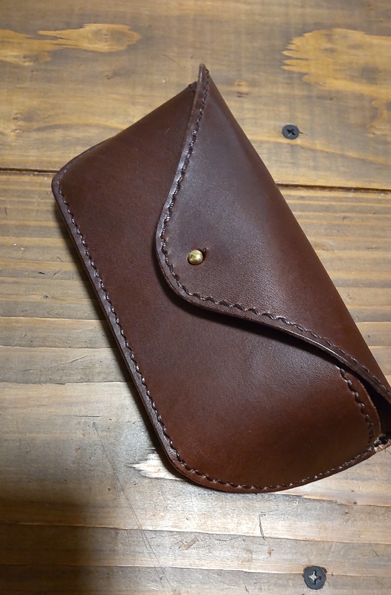  glasses case Tochigi saddle leather hand made leather craft *( chocolate color )*