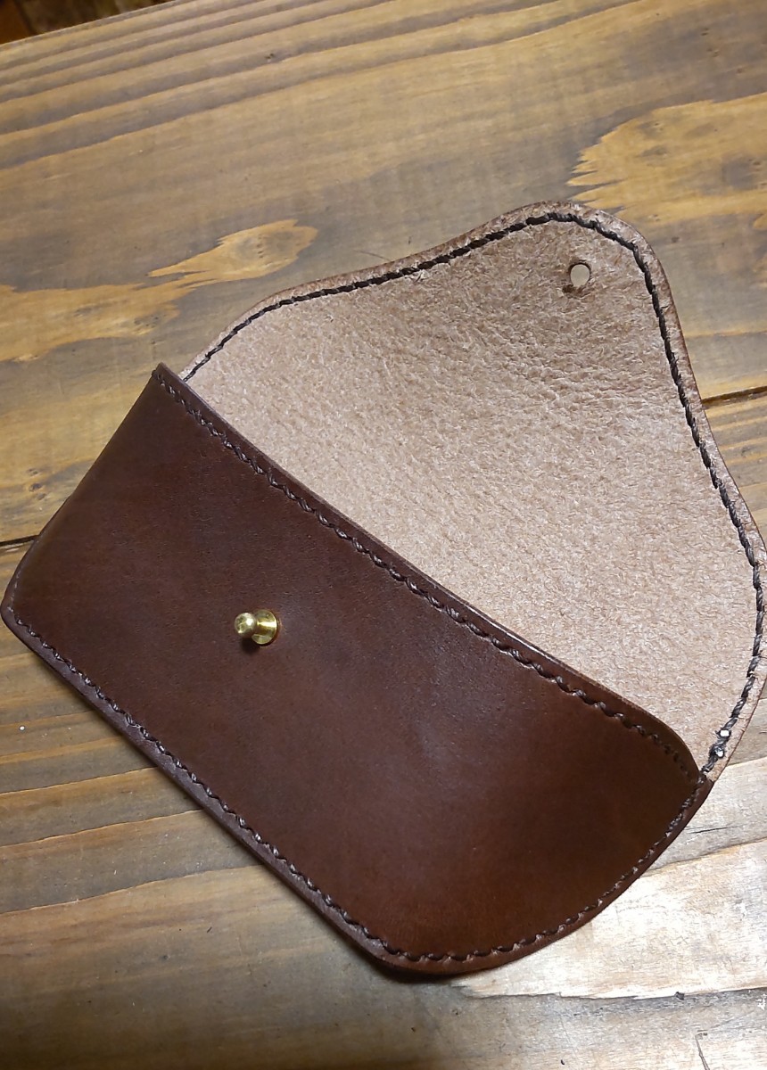  glasses case Tochigi saddle leather hand made leather craft *( chocolate color )*
