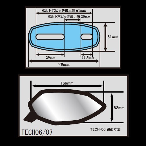 キジマ KIJIMA TECH06 カウルミラー＆LEDウインカー 左右セット カウル取付タイプ 20mmロング カーボンルック 203-8078_画像2