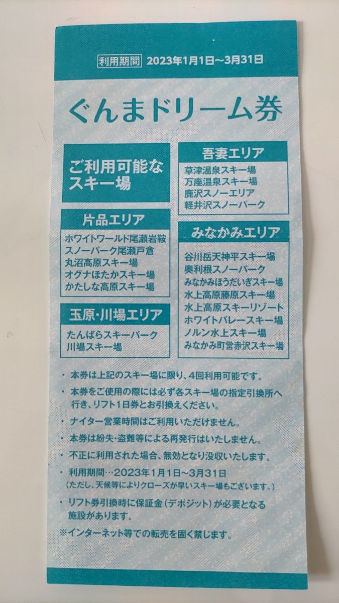 ぐんまドリーム券 リフト券