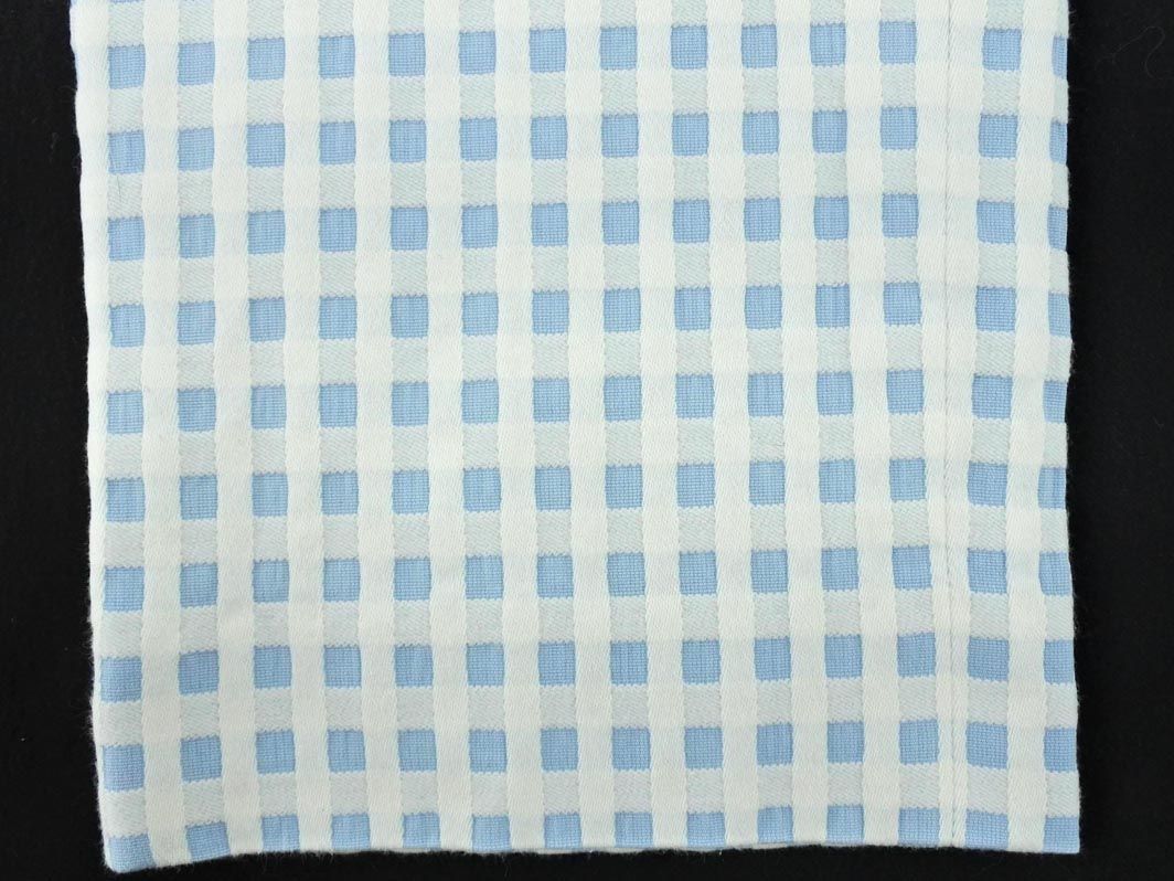 INED Ined check tapered pants size13/ white x light blue #* * dcb5 lady's 