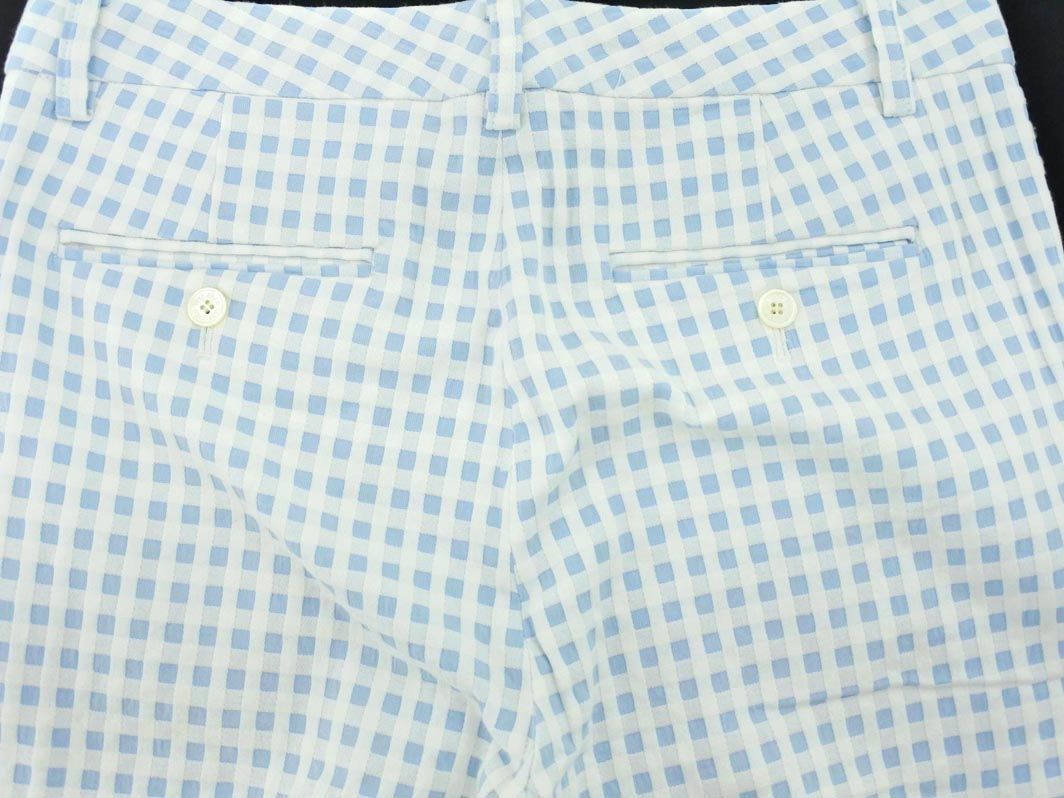 INED Ined check tapered pants size13/ white x light blue #* * dcb5 lady's 