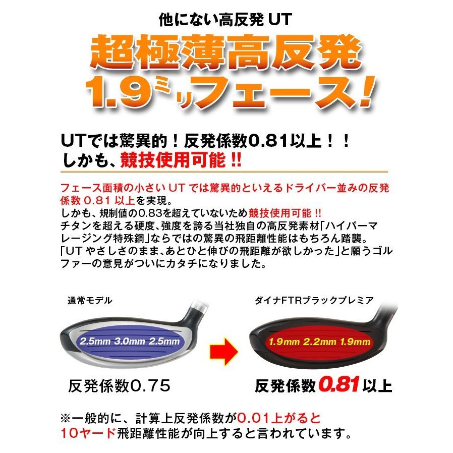 新品】WORKS GOLF 高反発ユーティリティ ダイナ FTR ブラックプレミア