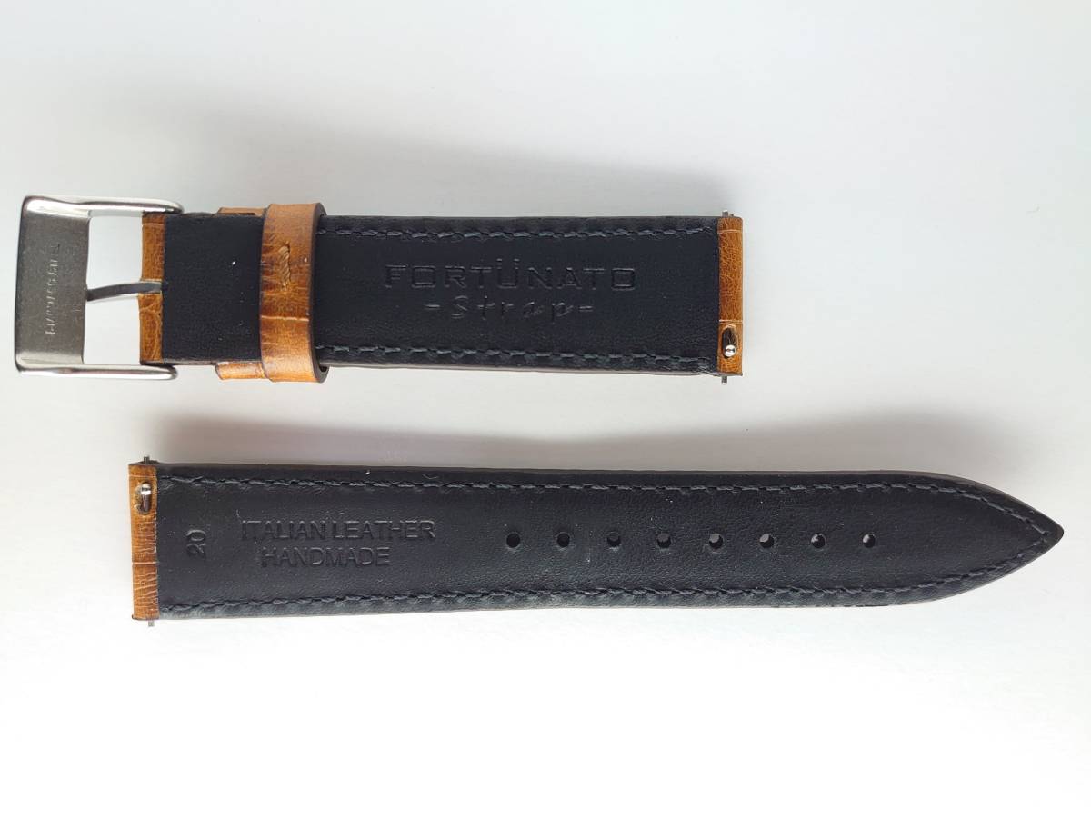 FORTUNATO 香港ブランド 腕時計ベルト イタリアンレザー 取り付け幅２０ｍｍ 革製 淡い茶色 Tan 腕時計用ベルト 時計用バンドの画像2