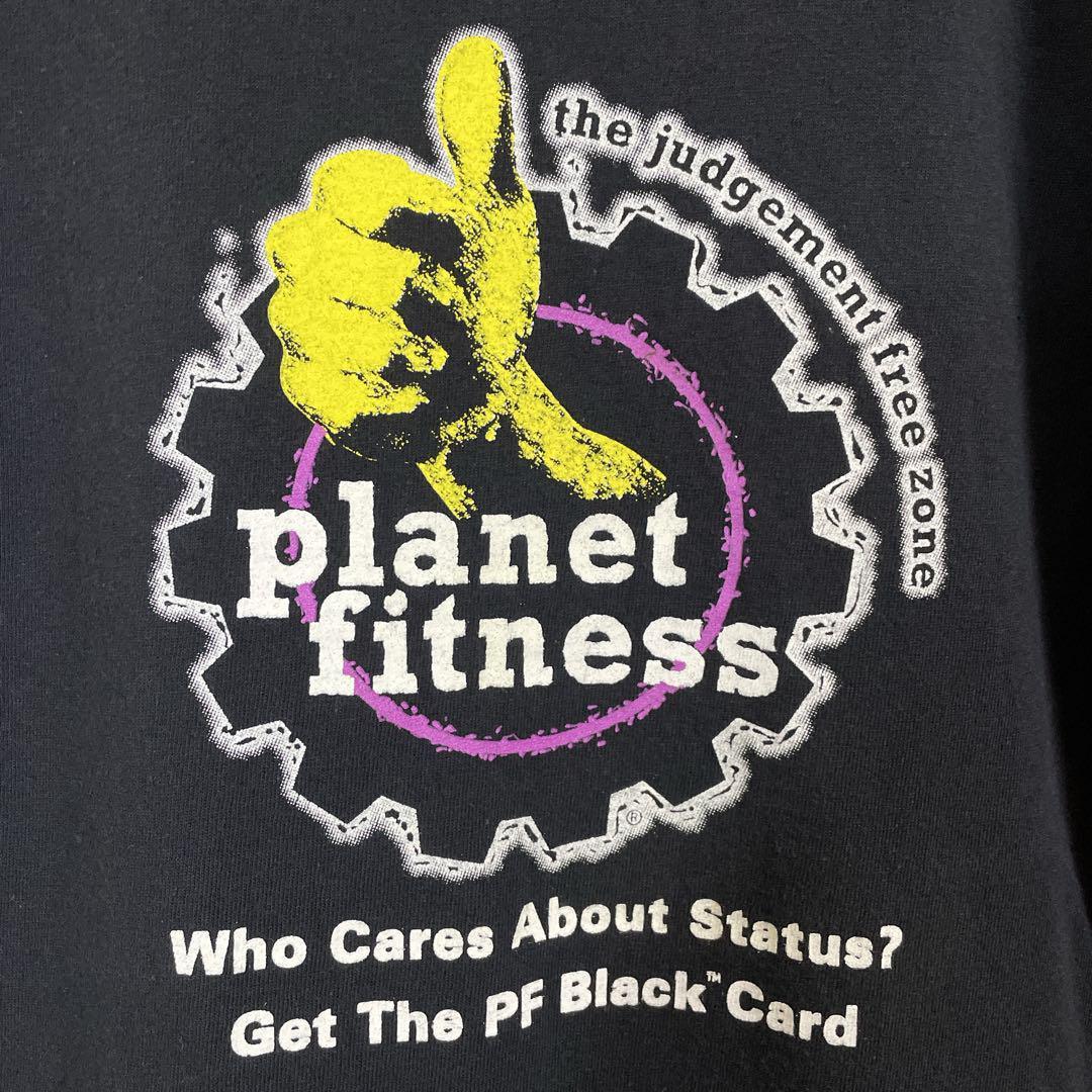 Planet Fitness プラネットフィットネス 企業Tシャツ 半袖 ジム センターロゴプリント 輸入品 春服 夏服 海外古着 会社 運動 トレーニング_画像4