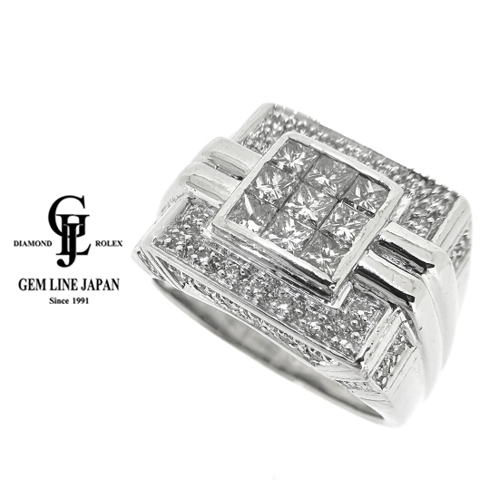 売れ筋商品 ダイヤモンド 1.00ct メンズ プラチナ 印台 リング