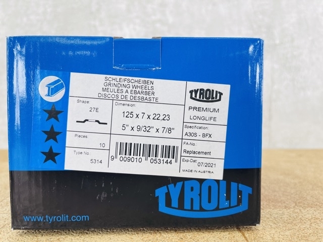 新品未使用 TYROLIT 切断砥石 PREMIUM LONGLIFE ロングライフ 125×7.0×22.23mm 27E NO.5314 10枚セット /D5-8375在_画像5