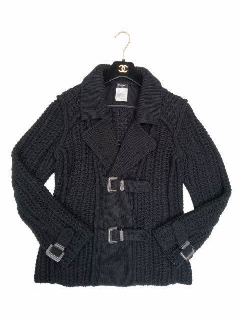 シャネル ニットジャケット ココマーク刻印 黒 ブルゾン 09A 40サイズ