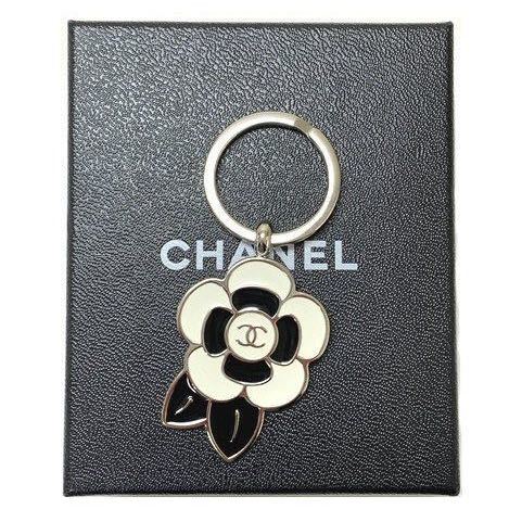 シャネル CHANEL ココ カメリアキーホルダー 黒白 未使用 05P 箱付き