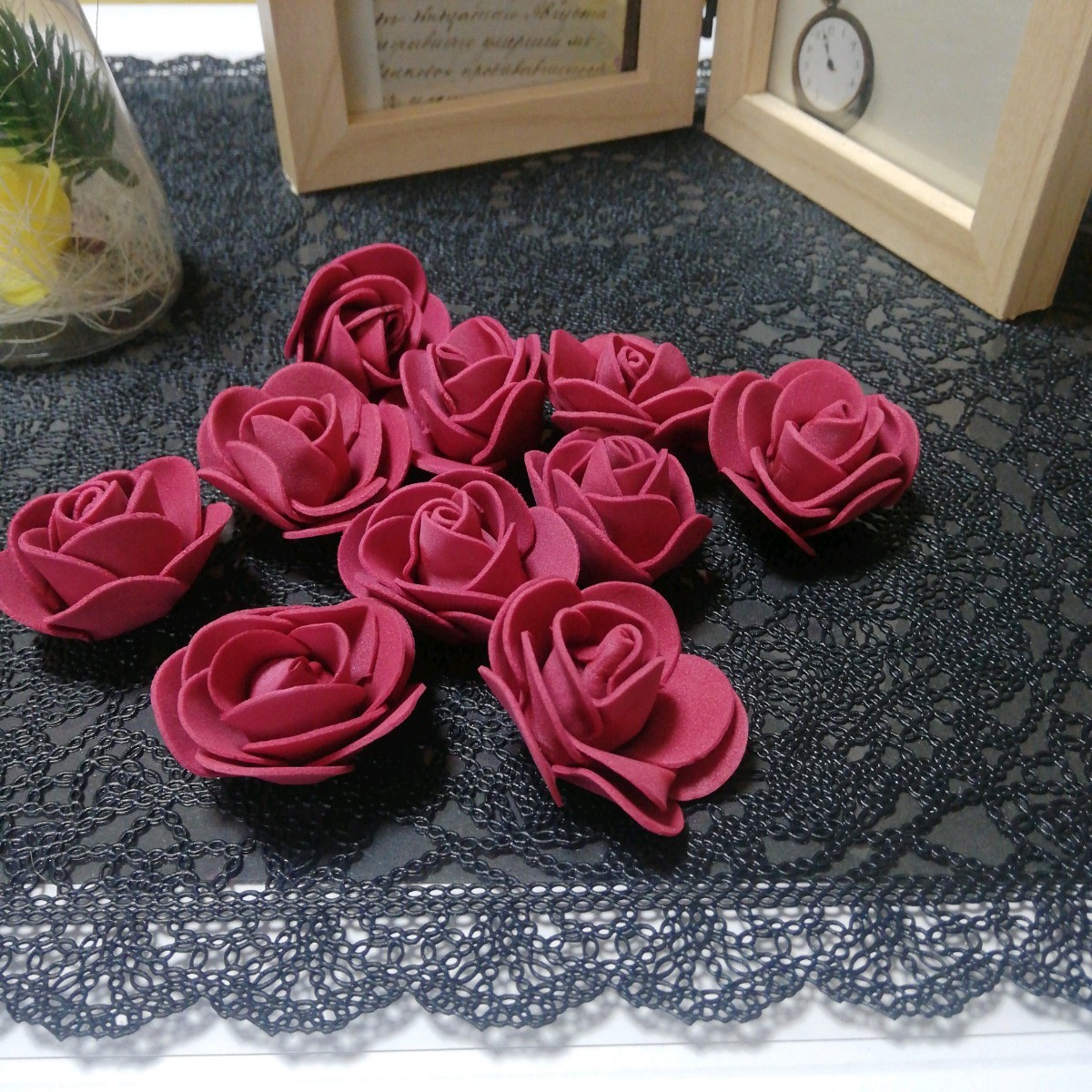【ワイン】バラ3.5cm10個セット 造花 インテリア フラワーアレンジメント 材料 薔薇 良品専科フラワーの画像1