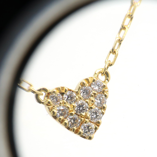 AHKAH Heart pave necklace K18YG 1.2g diamond 0.05ct 40c beautiful goods pawnshop 