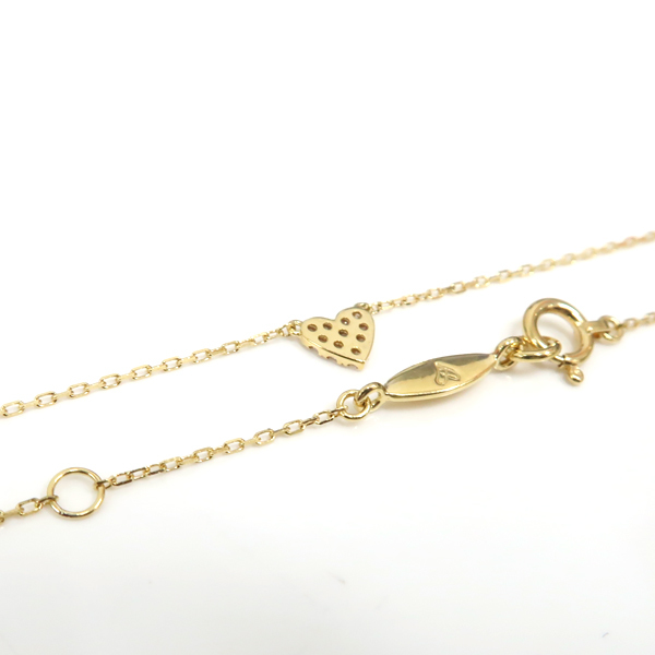 AHKAH ハートパヴェ ネックレス K18YG 1.2g ダイヤ 0.05ct 40c 美品 質屋