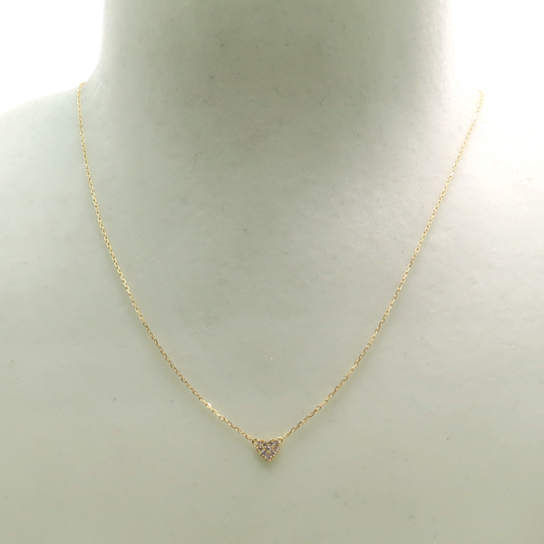 AHKAH Heart pave necklace K18YG 1.2g diamond 0.05ct 40c beautiful goods pawnshop 